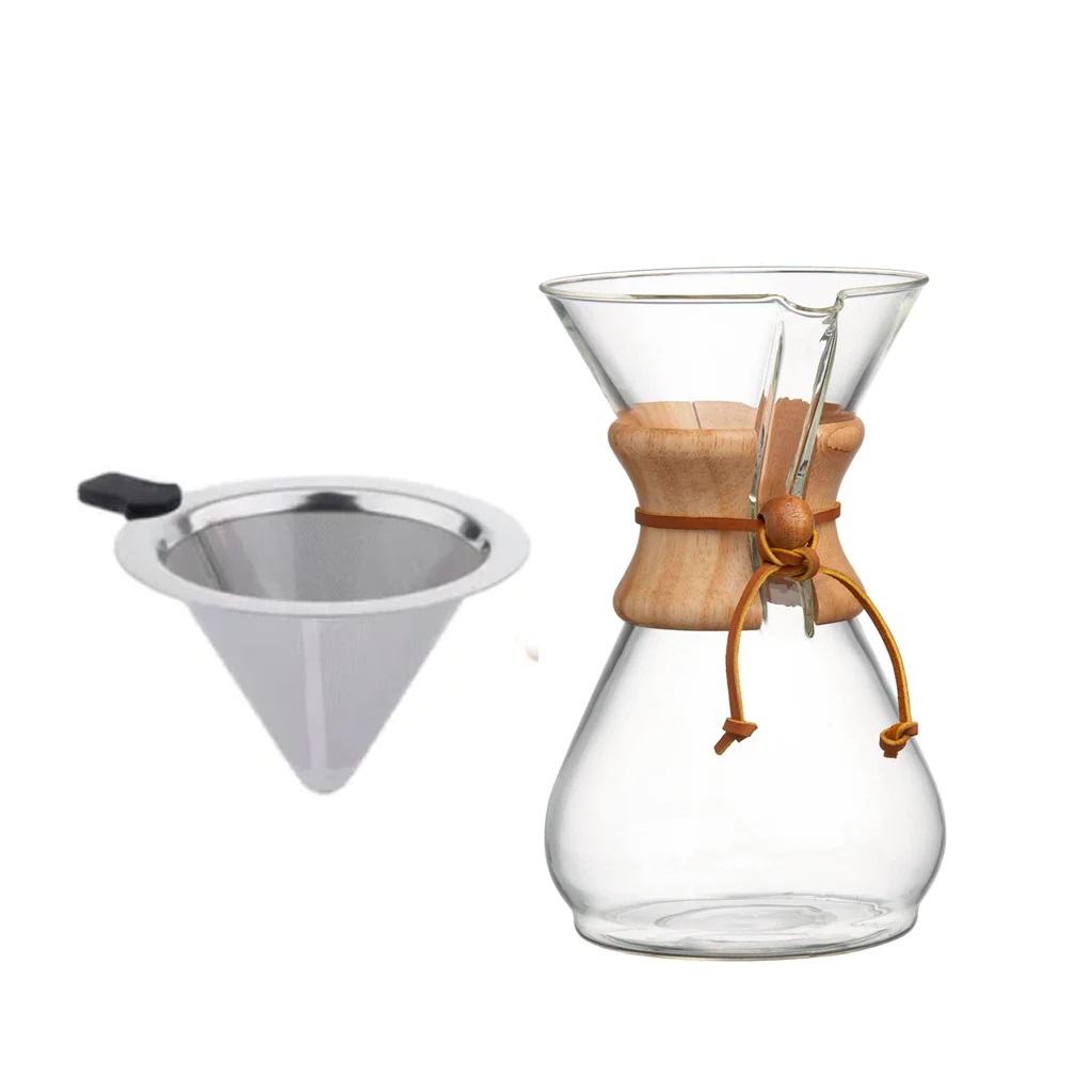 Cafetera 400ml de vidrio con filtro incluido + 2 cafés molidos